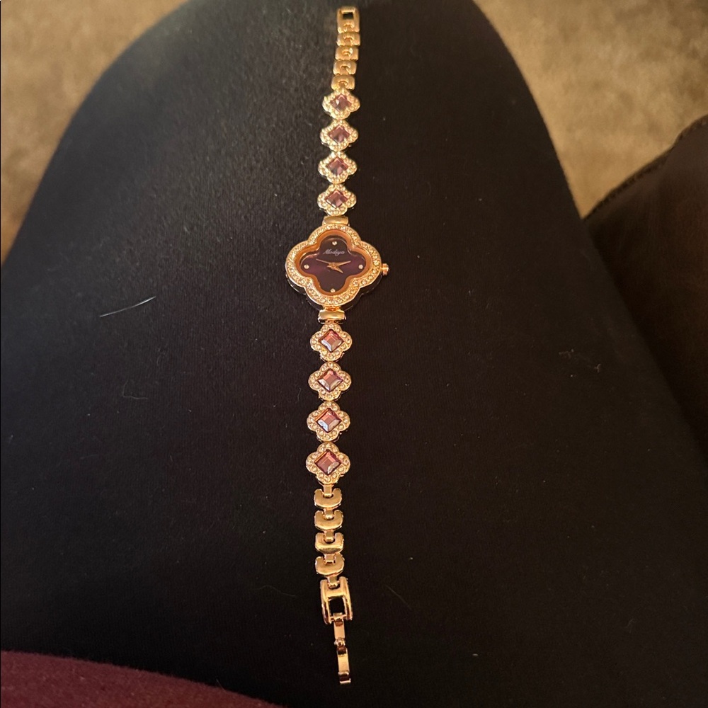 Elegant Gold and Purple Women's Watch